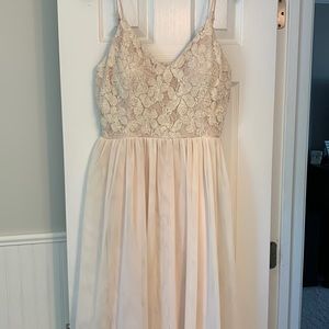 Cream lace dress with a sexy open back